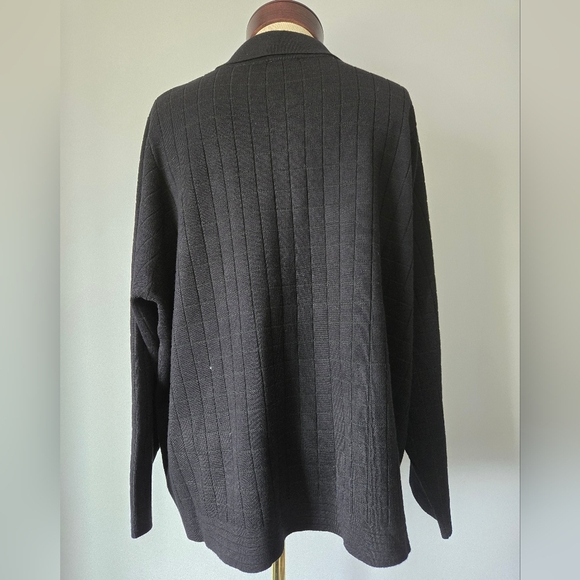 SIONI Black Ceckered Cardigan with Gold Lion Buttons. Size 1x - Picture 6 of 11